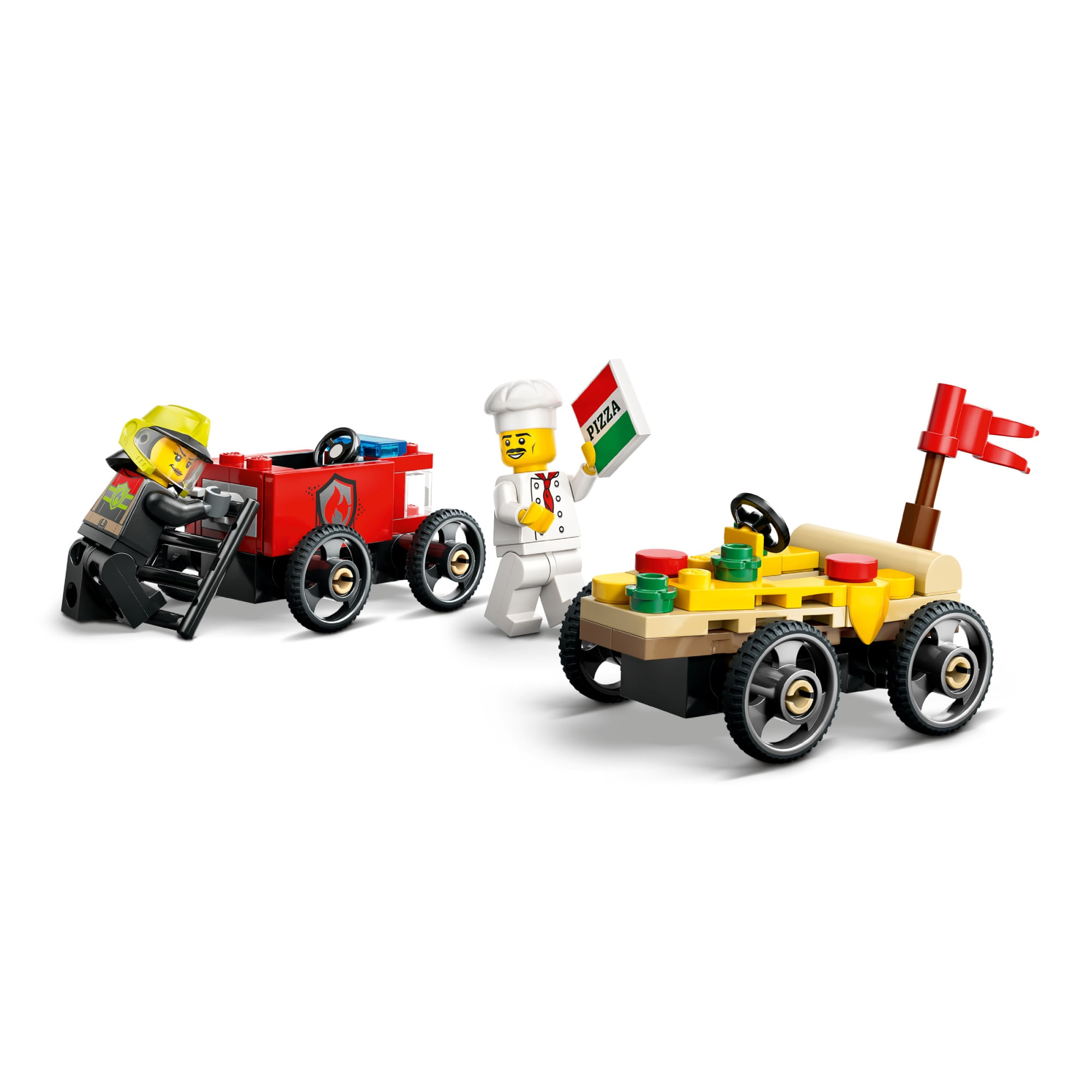 LEGO® City - Carro de Pizza vs Caminhão de Bombeiros